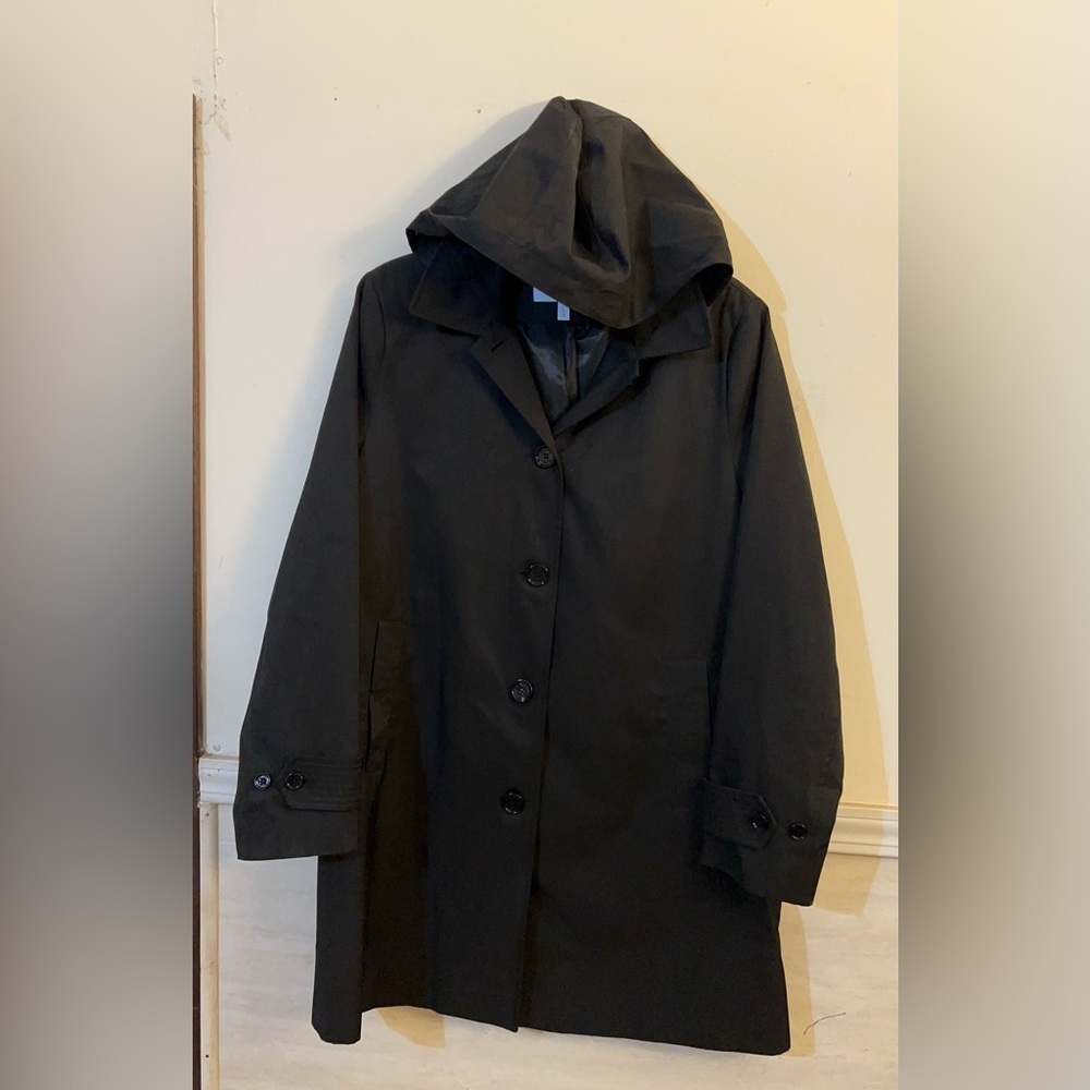 Calvin Klein Black Removable Hooded Trench Coat